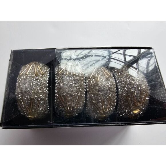 New Beekman silver Beaded Napkin rings holders 4 pieces - Picture 3 of 3